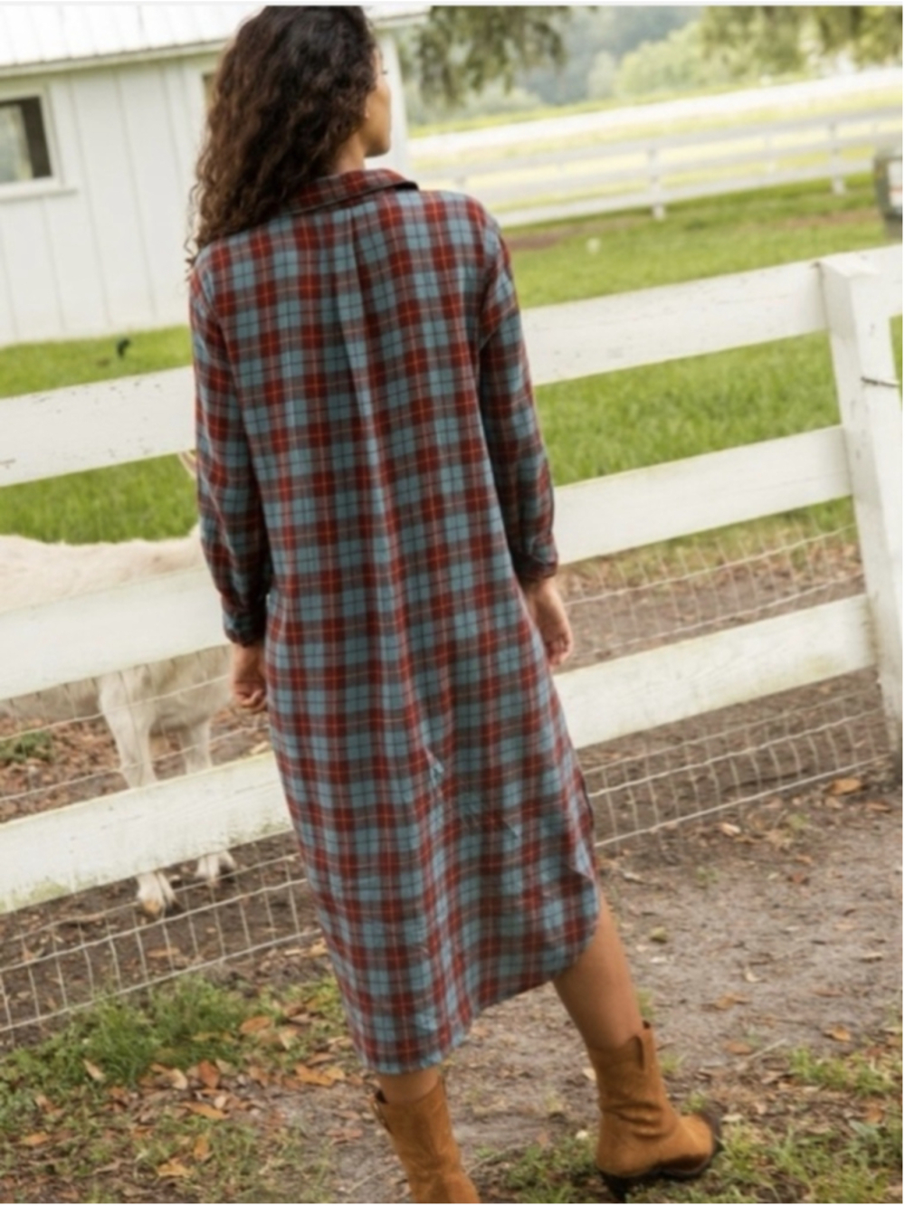Natural Life Plaid Midi Shirt Dress, Size M, Red and Blue grunge boho festival - Picture 2 of 6